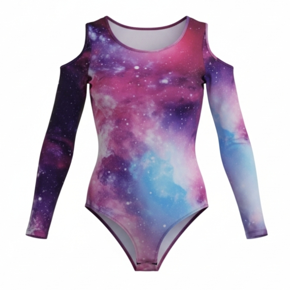 Galaxy Bodysuit with Cold Shoulder